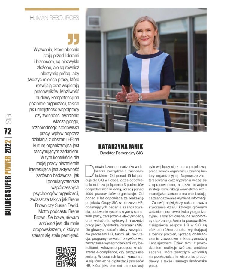 Katarzyna Janik laureatką Builder Super Power 2022