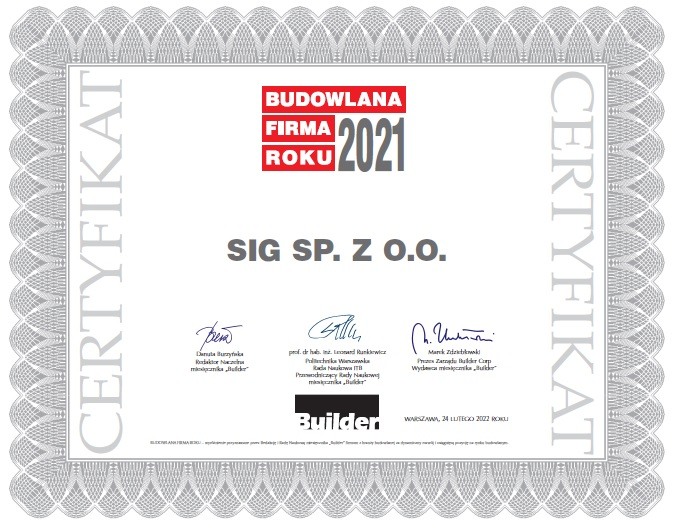 SIG - Budowlana Firma Roku 2021